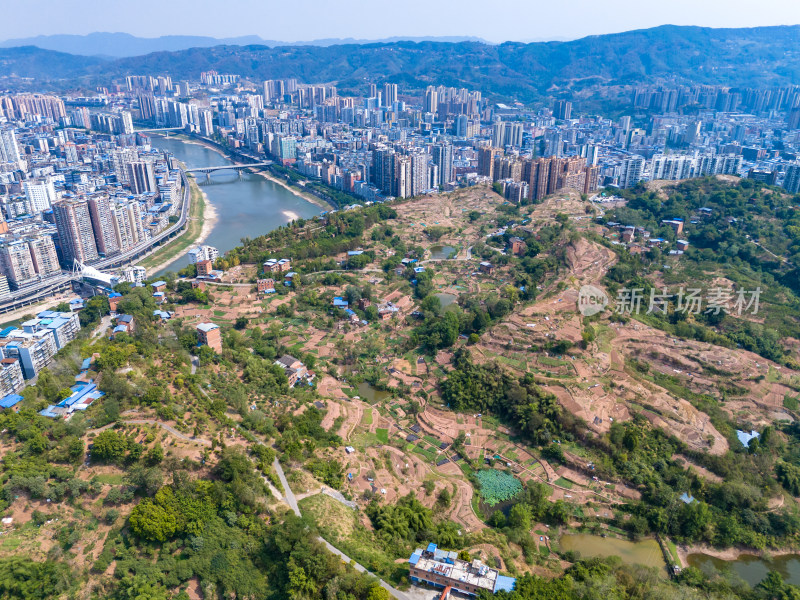 达州通川区城市建设航拍图