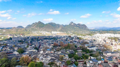 航拍贵州贵阳青岩古镇5A景区