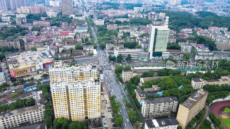 湖南益阳城市风光航拍图