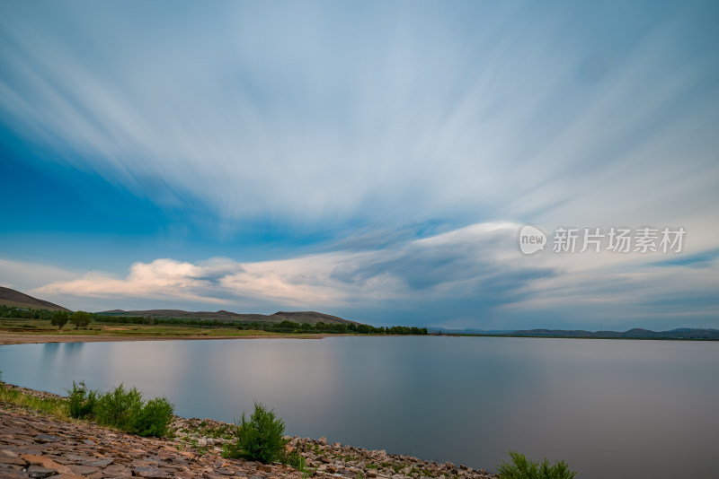 河北沽源坝上闪电湖晚霞美景