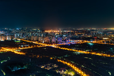 北京城市街道繁华建筑夜景