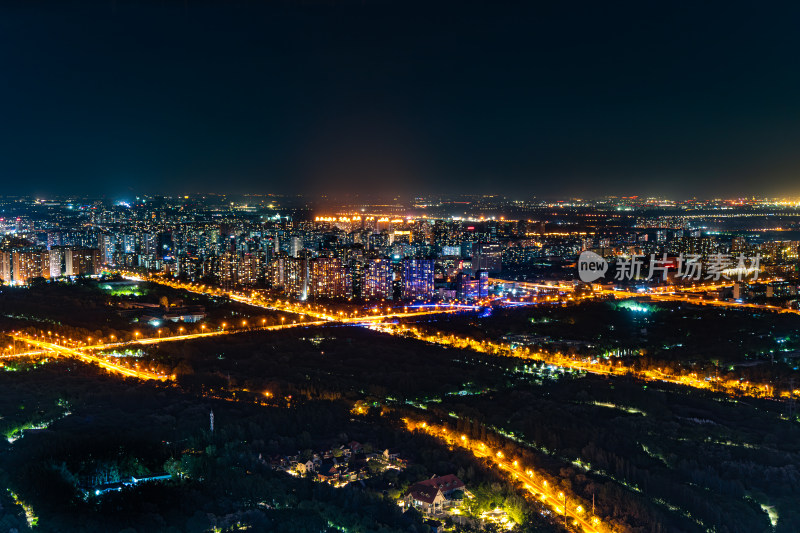 北京城市街道繁华建筑夜景