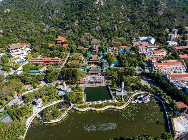 福建厦门南普陀寺航拍思明区城市建筑