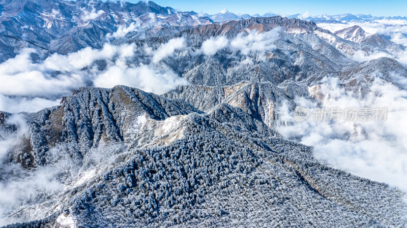 冬季成都西岭雪山景区综合航拍