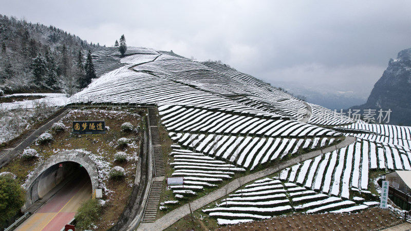 寒潮冬天下雪的大峡谷田野