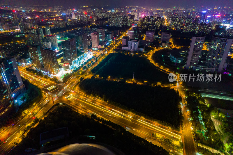 安徽合肥城市夜景航拍图