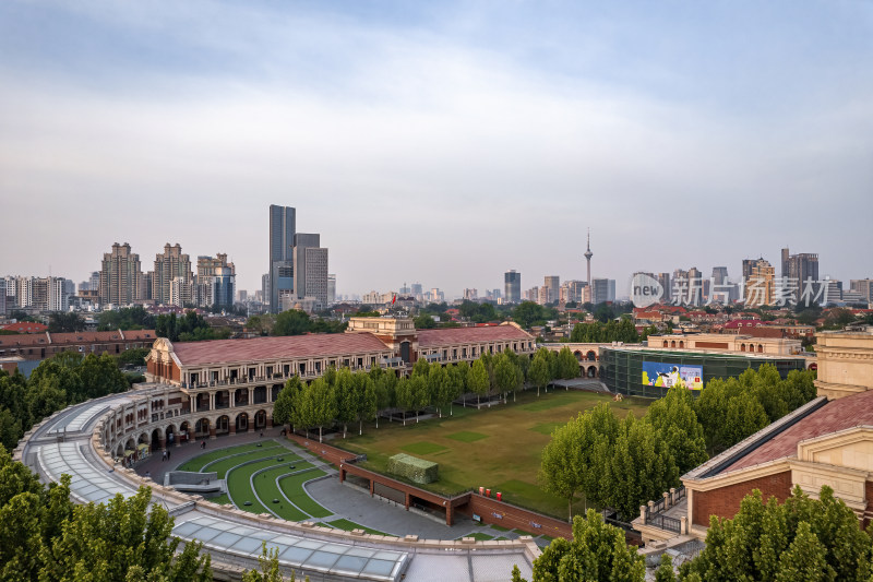 天津五大道文化旅游景区城市风光航拍