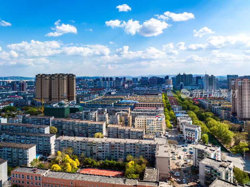 辽宁辽阳市区城市建筑风景航拍