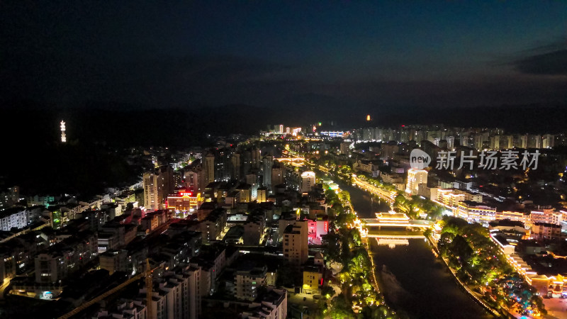 泰宁县城夜景航拍图