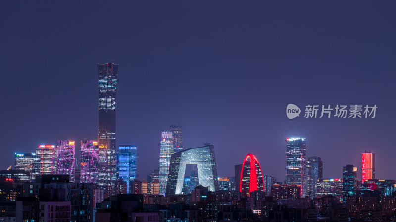 北京CBD城市地标建筑夜景