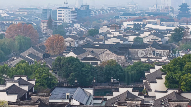 中式古建筑园林俯瞰景观