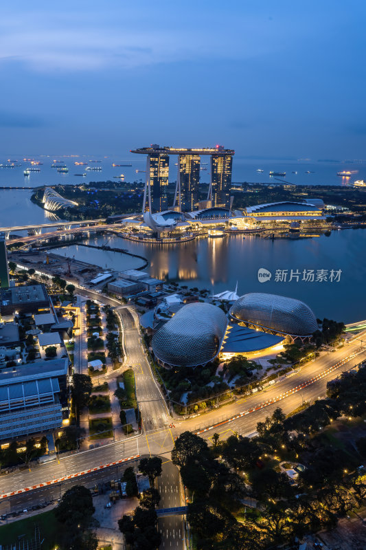 新加坡滨海湾金沙海滨奥林匹克蓝调夜景