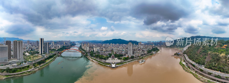 四川宜宾城市风光航拍全景图