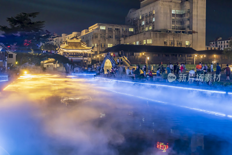 绍兴柯桥古镇景区夜景