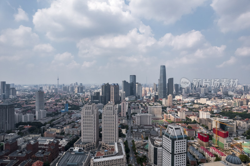 天津海河风景线城市天际线建筑风光航拍