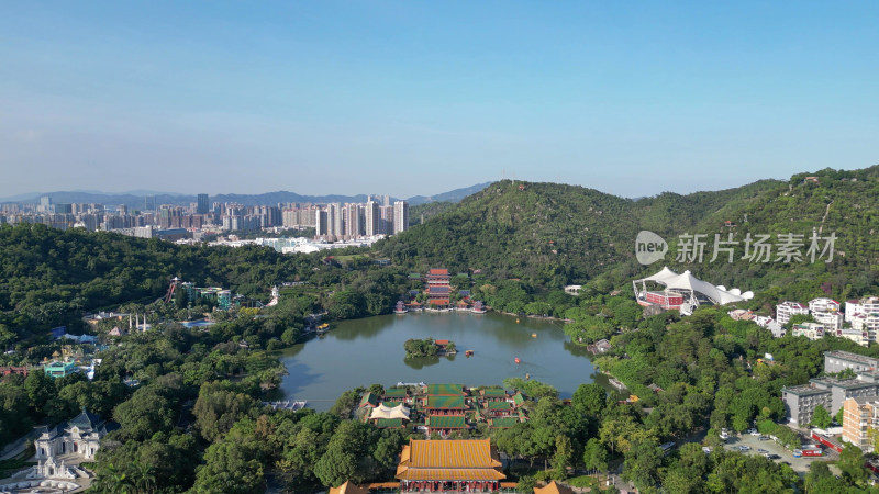 航拍广东珠海圆明新园