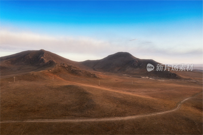 航拍乌兰布统影视基地景区草原日出风光