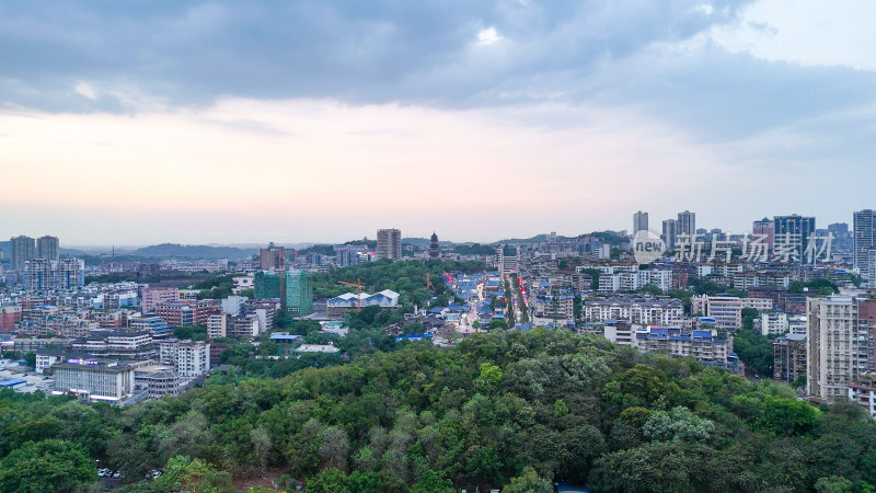 航拍四川自贡大景自贡城市建设