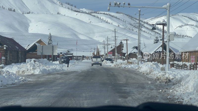 雪 雪地 新疆 雪路 喀纳斯