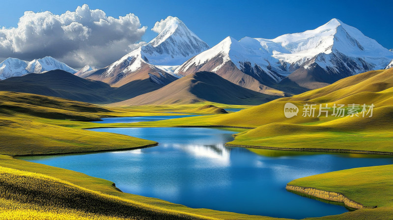 高山湖泊的宁静之美自然风景图电脑壁纸