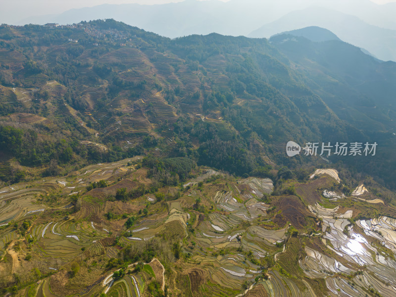 航拍红河州元阳梯田自然风光