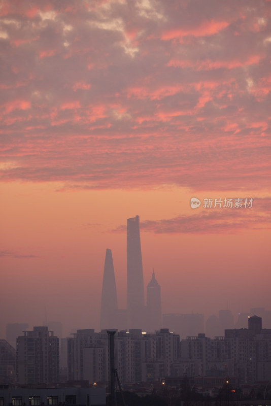 上海火烧云上海天际线陆家嘴三大件黄昏夕阳