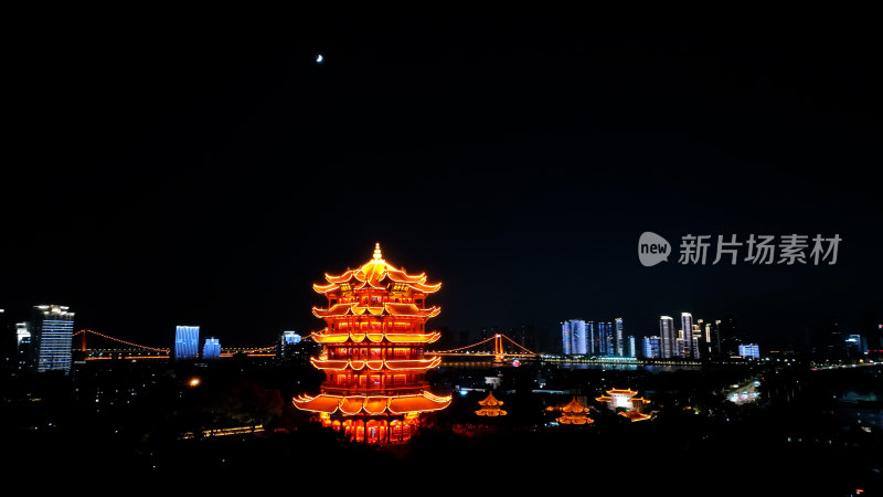 武汉黄鹤楼精选合集航拍黄鹤楼夜景建筑风光