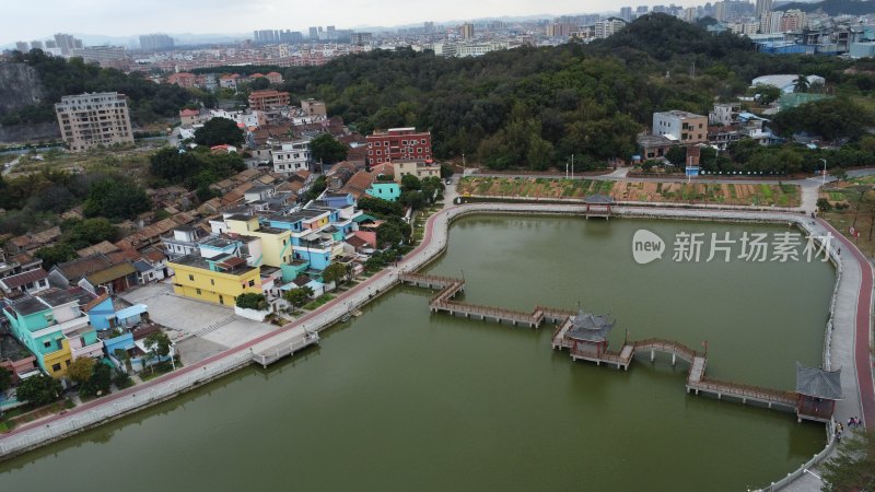 航拍广东省东莞市横沥镇山厦村