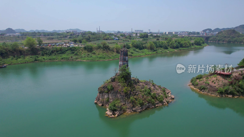 广西崇左左江斜塔4A景区航拍