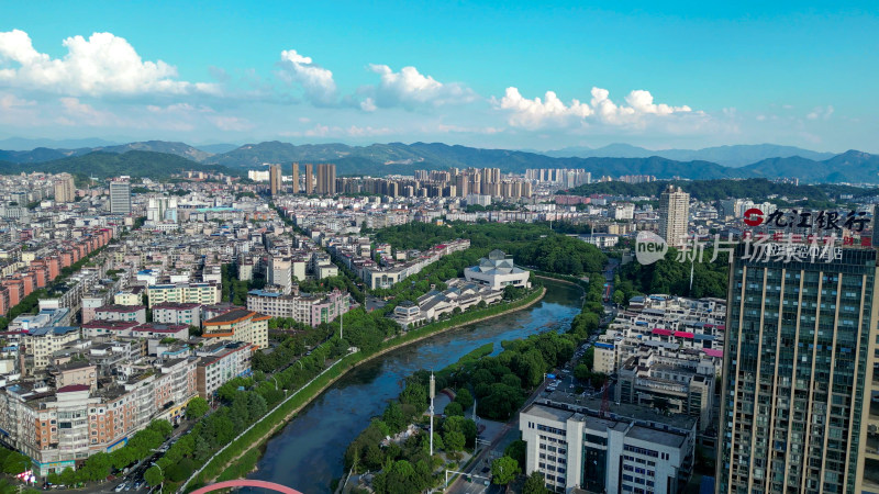 航拍江西萍乡城市天际线萍乡大景