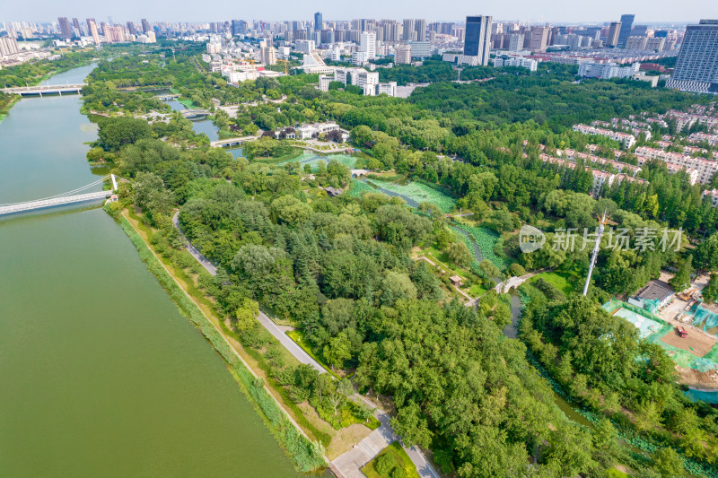 江苏宿迁古黄河水景公园航拍摄影图