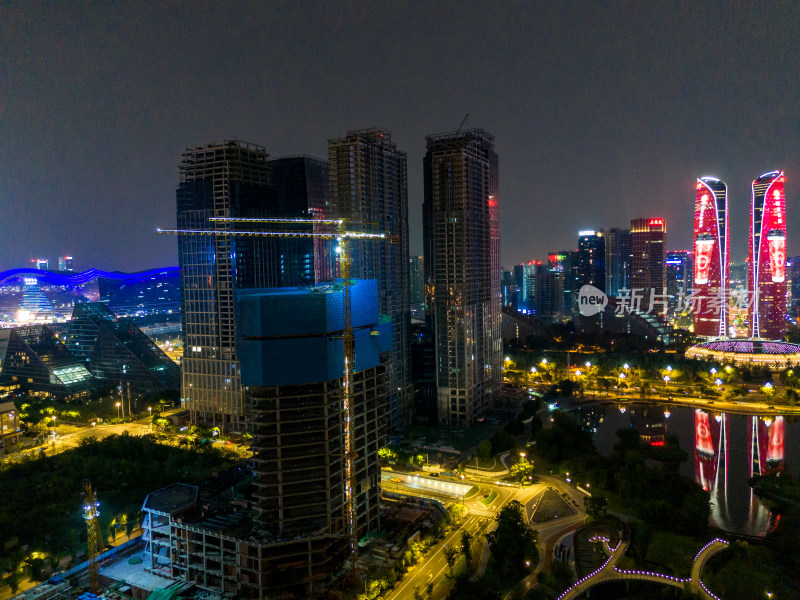 成都夜景交通航拍图