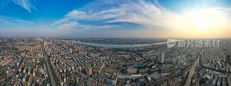 湖南湘潭城市全景航拍全景图