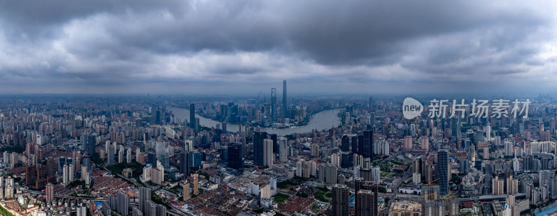 上海高楼台风来临丁达尔光航拍