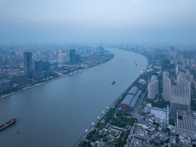 航拍上海陆家嘴高金融中心密集高楼群夜景