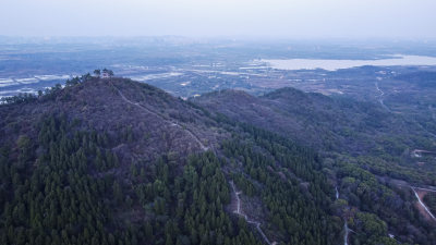 武汉江夏区龙泉山远眺亭航拍