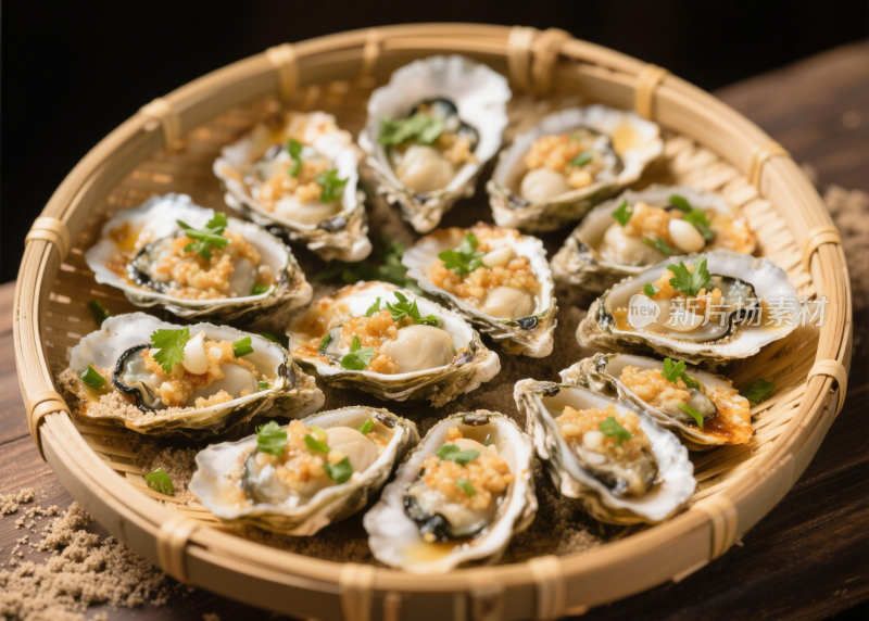 生蚝烤生蚝清蒸生蚝海鲜餐饮美食
