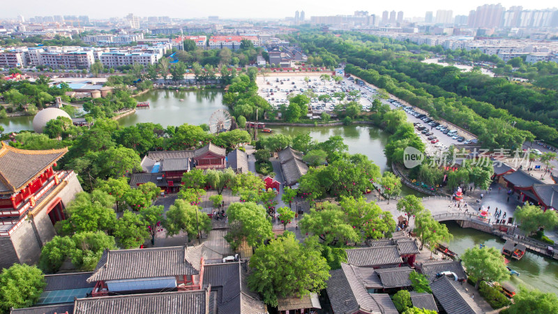 河南开封清明上河园5A景区航拍