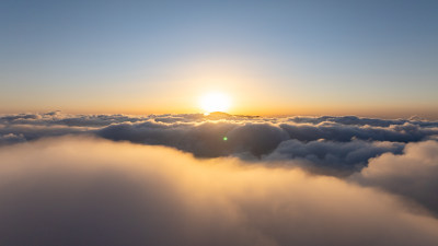 唯美高山日出云海冬季雾凇森林美景大好河山