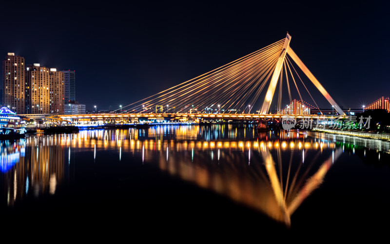 浙江宁波老外滩三江口夜景夜色城市建筑景观