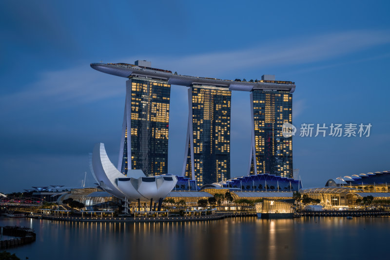 新加坡滨海湾金沙海滨奥林匹克蓝调夜景