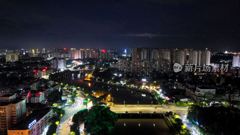 玉林南流江夜景航拍图