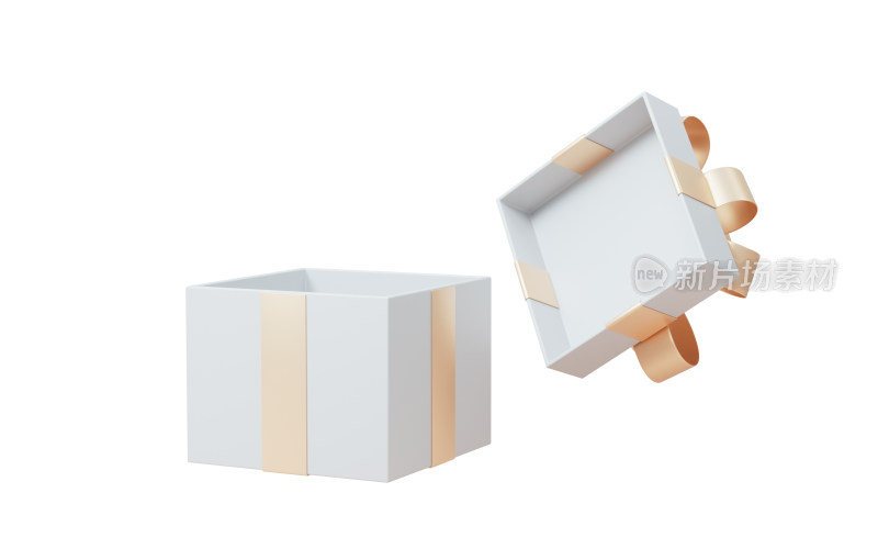 打开的白色礼盒3D渲染