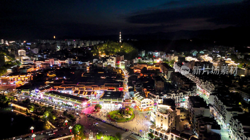 福建泰宁古城夜景灯光航拍