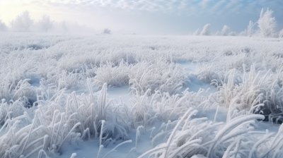 大雪过后被积雪覆盖的山林与小路