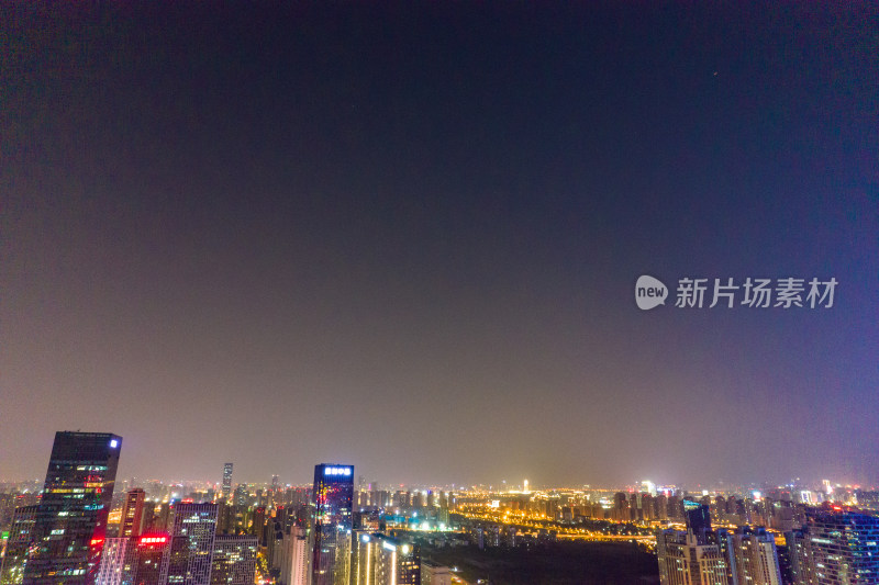 安徽合肥城市夜景灯光航拍图