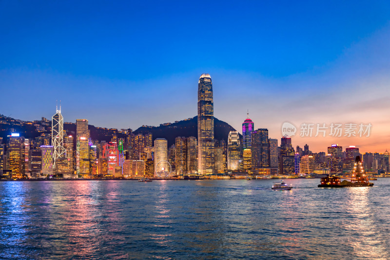 中国香港维多利亚港夜景