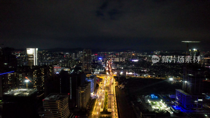 广州城市夜景灯光交通航拍图