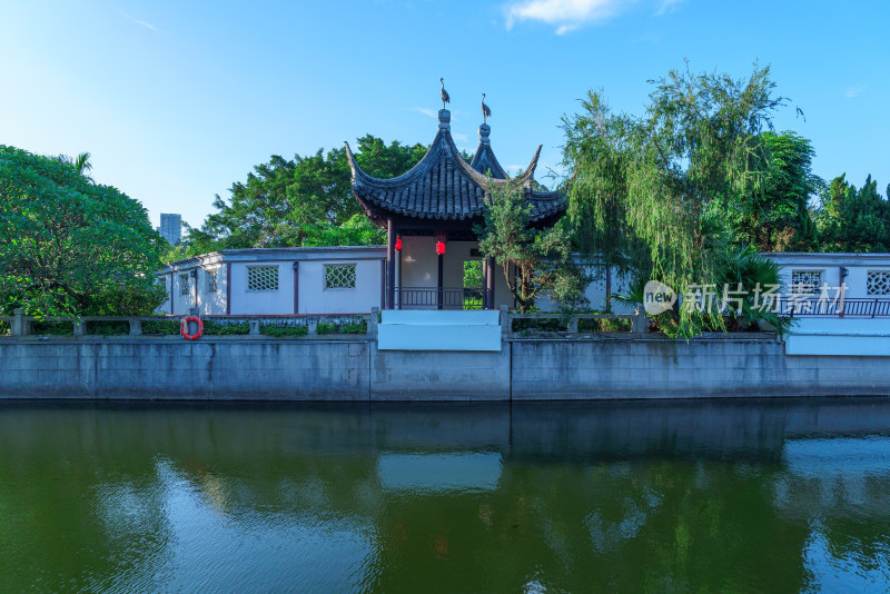 广州南沙蒲洲花园水景园林与中式传统建筑