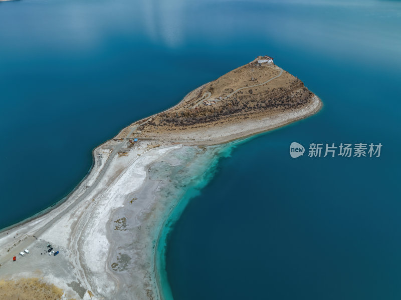 西藏山南羊卓雍措日托寺孤独寺庙高空航拍